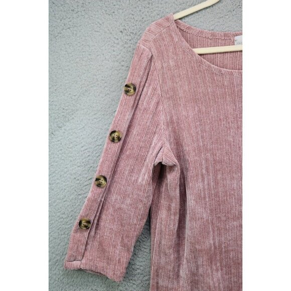 Carolyn Taylor 3/4 Sleeve Ribbed Pink Sweater-Size XL-Soft & Cozy - Picture 3 of 10